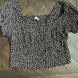 Adorable Wallflower Crop Top gathered waist Size 'L' 100% Rayon Great Condition
